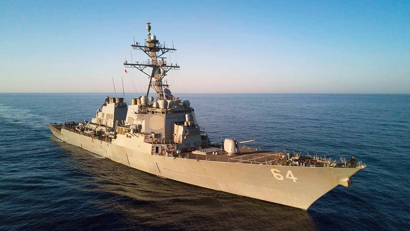 The USS Carney downed 14 drones fired from Houthi-controlled Yemen in the Red Sea Saturday.